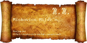 Miskovics Milán névjegykártya