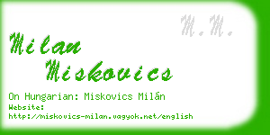 milan miskovics business card