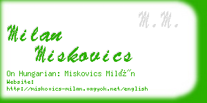 milan miskovics business card